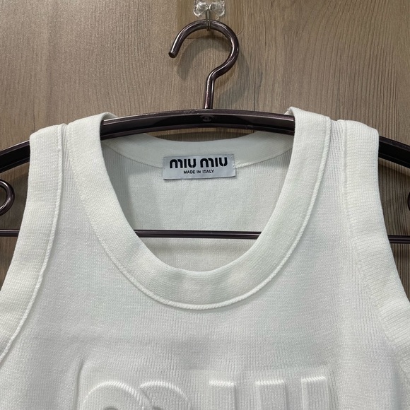 Miu Miu Cream Embossed Tank Top - Picture 2 of 8